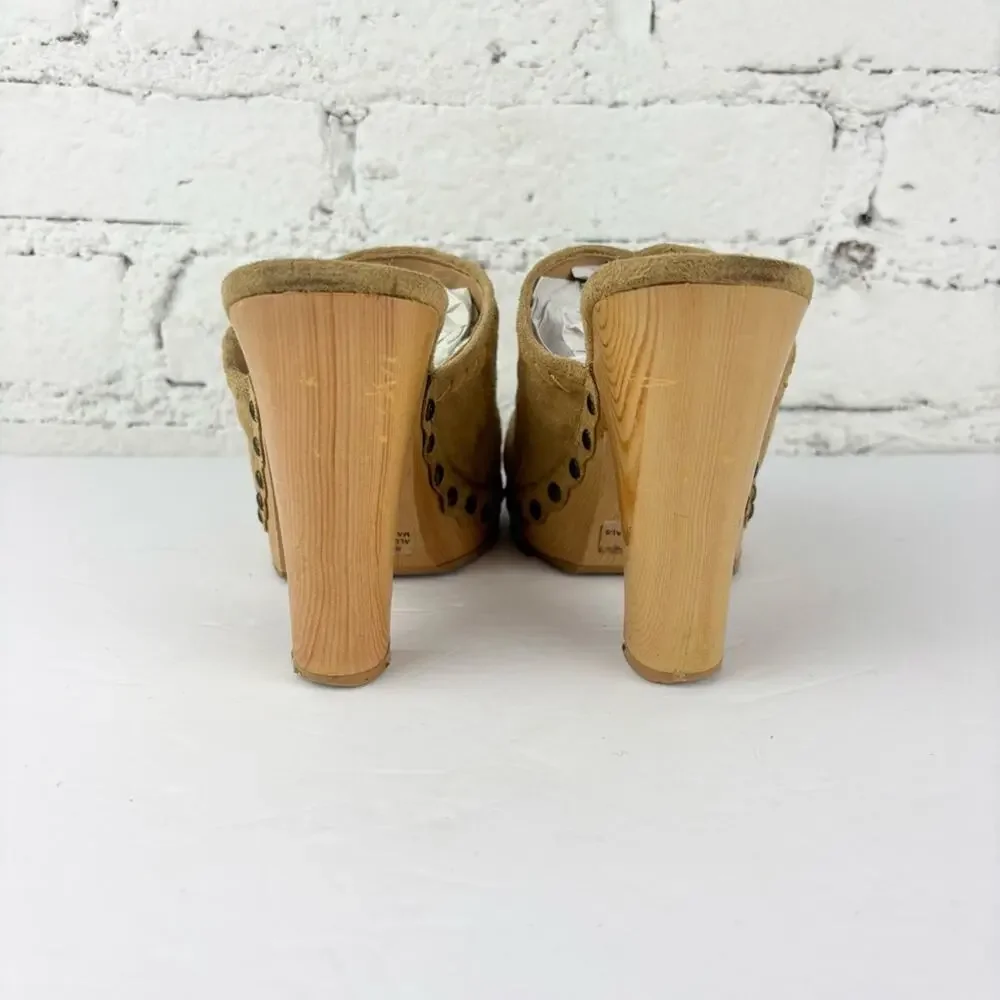 Vintage 90’s Y2K Pulse Platform Grommet Wooden Heels